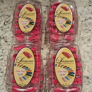 Lamour Bright Pink Nail Tips Set Of 12 NEW Packs 110 Tips Per Pack